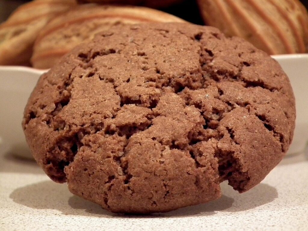 Oat cookie resting against the side of a plate of cookies
